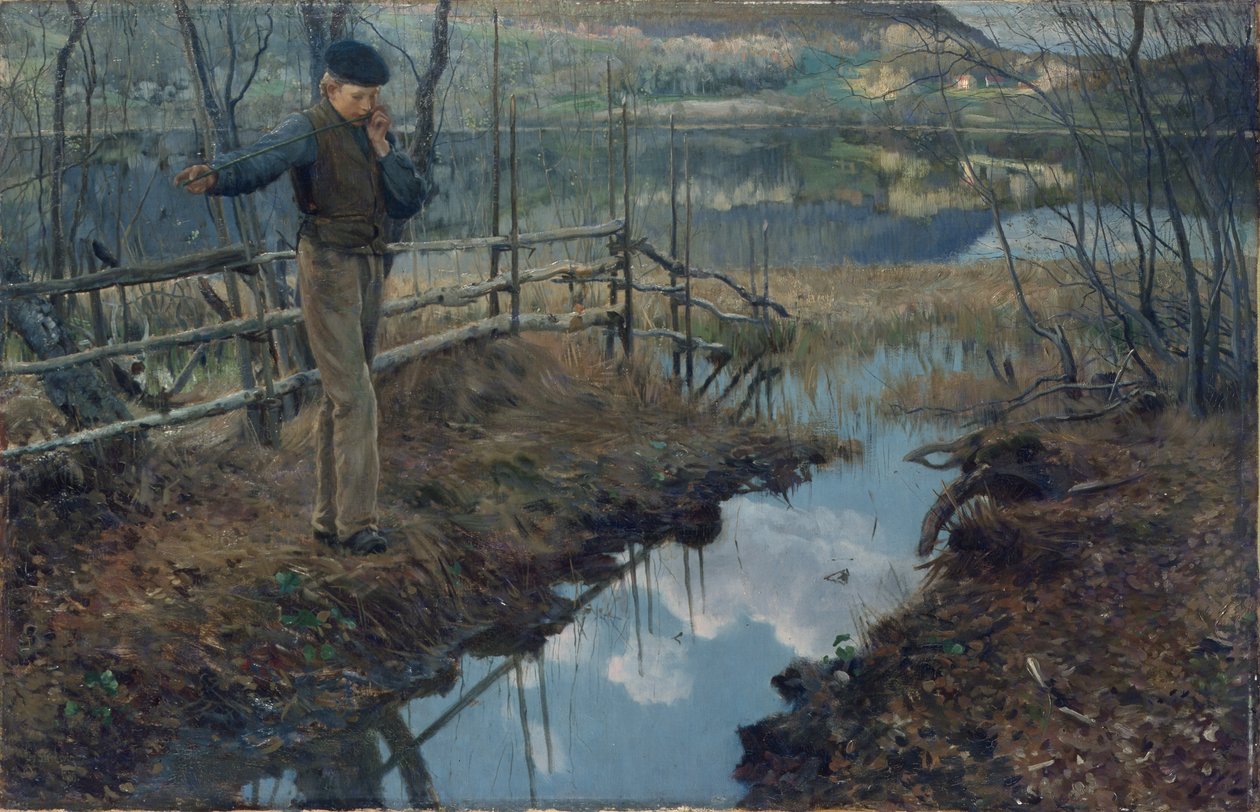 Flauta de Salgueiro (óleo sobre tela) de Christian Eriksen Skredsvig