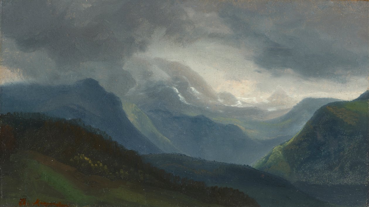Aproximando-se da tempestade nos Alpes de Christian Ernst Bernhard Morgenstern