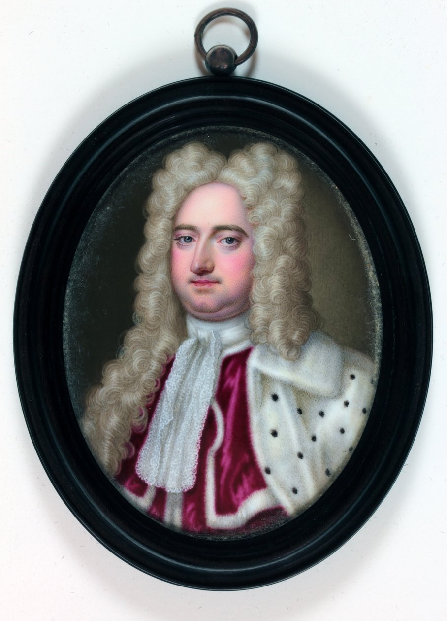 Edward Harley, 2º Conde de Oxford e Mortimer (esmalte) de Christian Friedrich (attr.to) Zincke