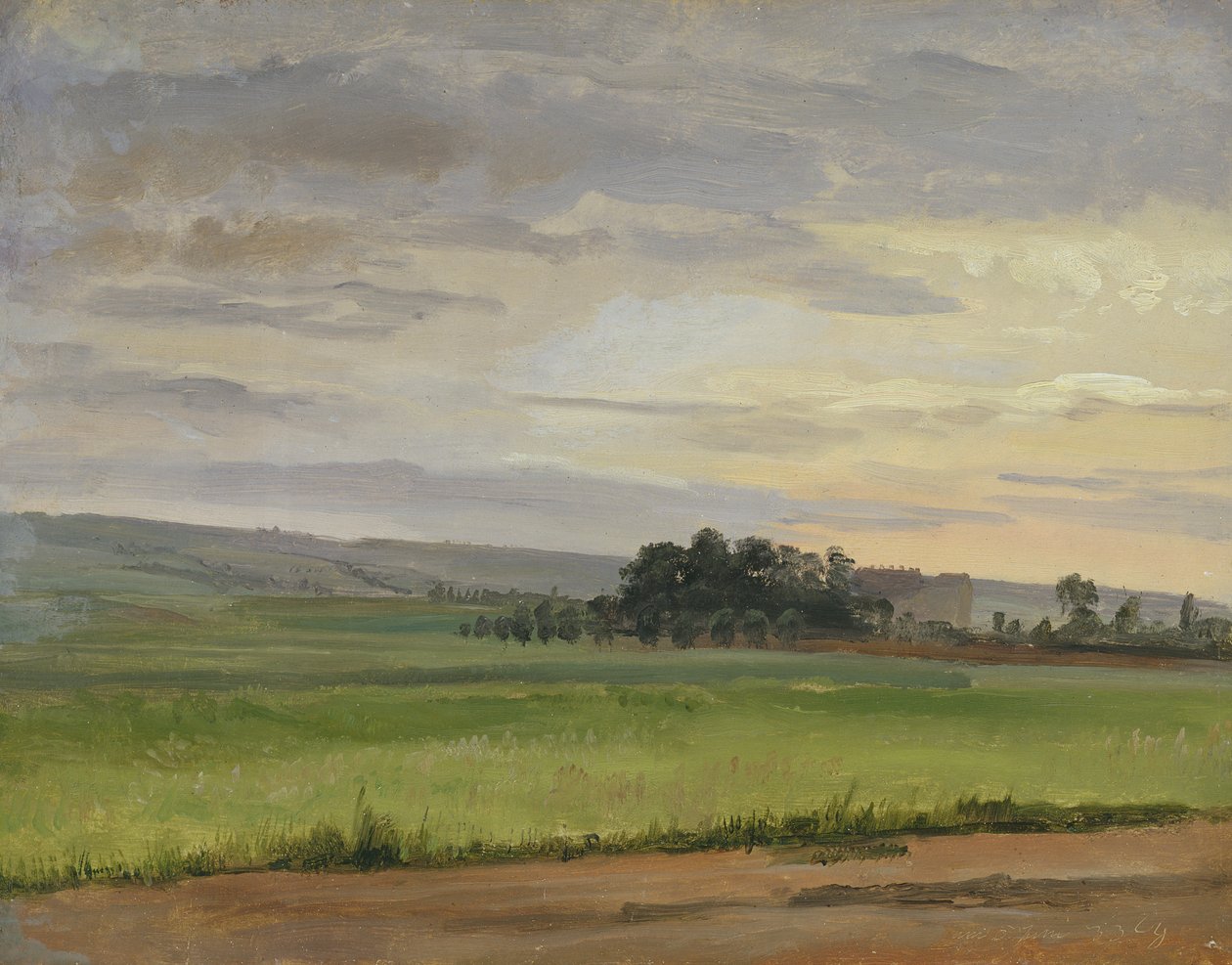 Um milharal perto de Dresden, 1833 (óleo sobre papel colocado sobre papelão) de Christian Friedrich Gille