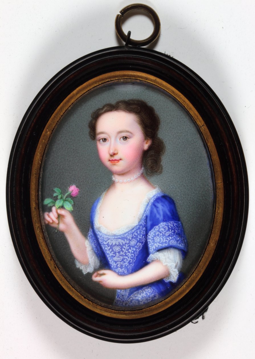 Lady Elizabeth Cavendish Bentinck, mais tarde Marchioness of Bath (esmalte) de Christian Friedrich Zincke