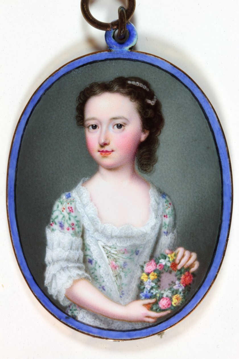 Lady Elizabeth Cavendish Bentinck, mais tarde Viscondessa de Weymouth e Marquesa de Bath (esmalte) de Christian Friedrich Zincke