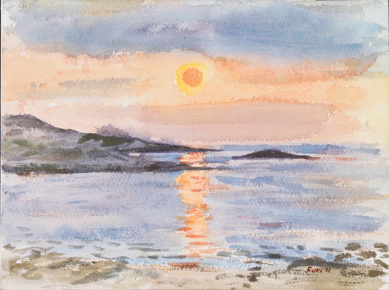 Chipre, Pôr do sol, 2019 (aguarela) de Christian Furr