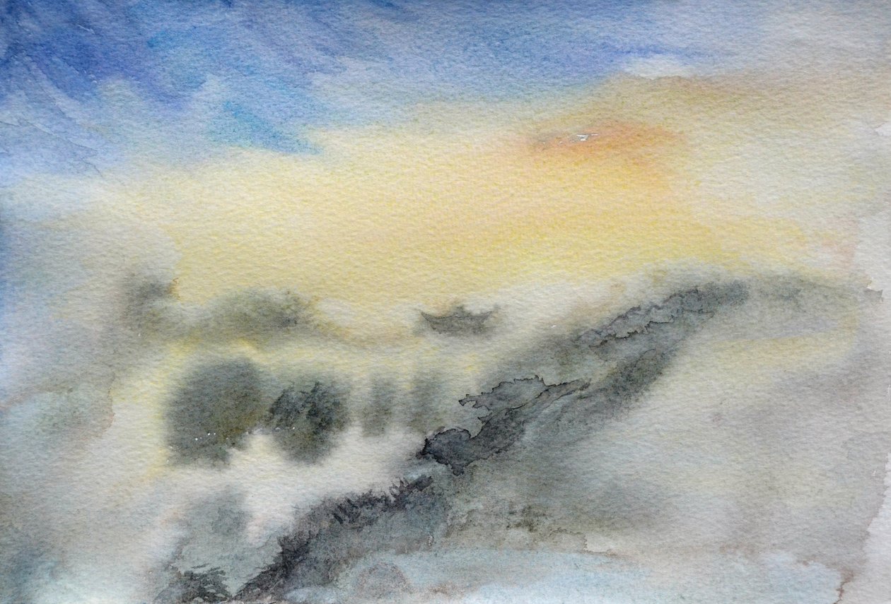Templo nas nuvens, 2015 (aguarela sobre papel) de Christian Furr