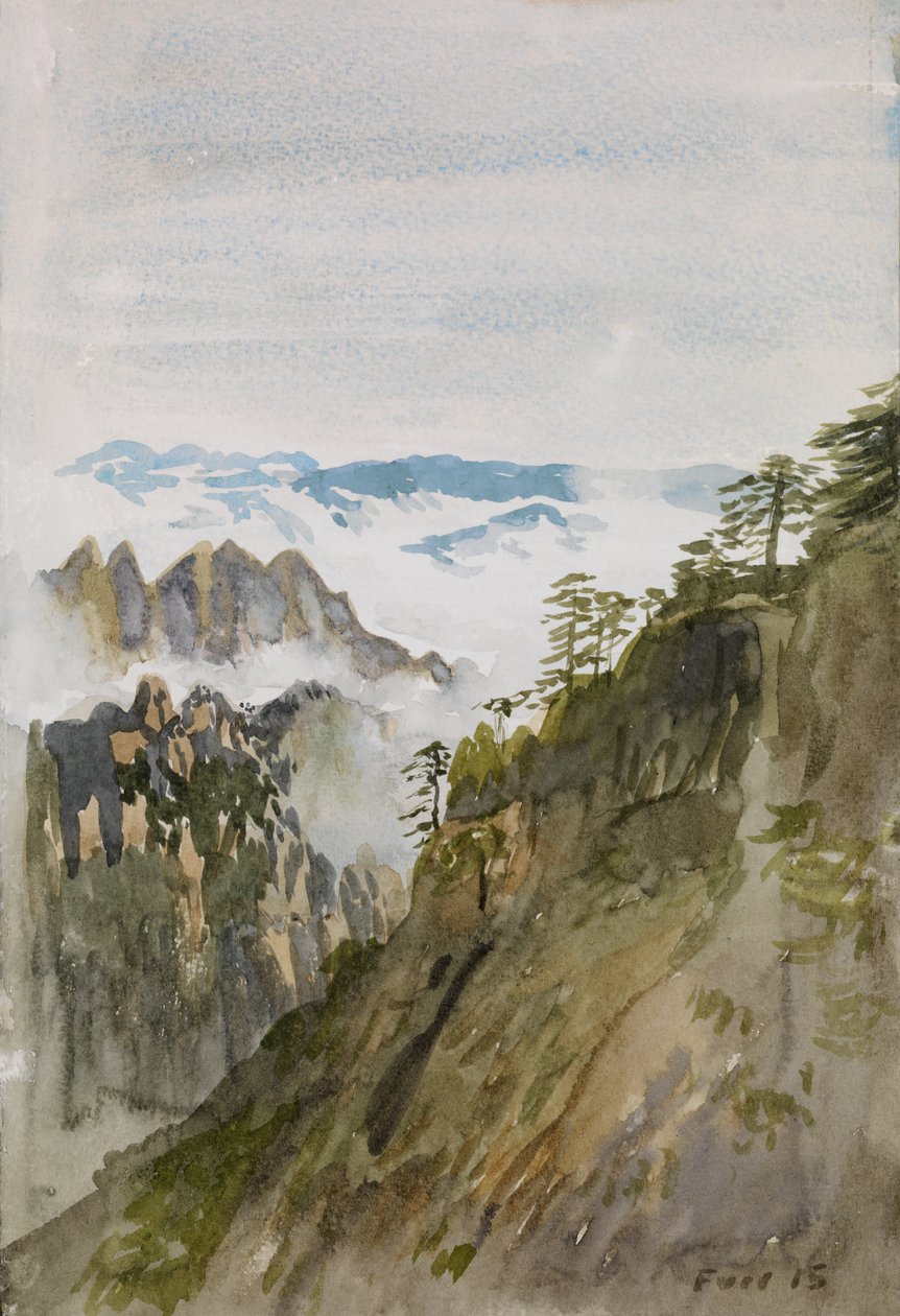 Pinheiros da Montanha Amarela, Huangshan, 2015 (aguarela sobre papel) de Christian Furr