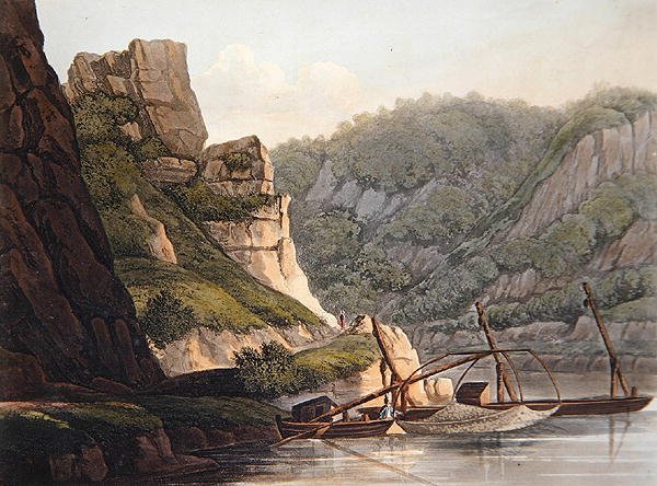 Salmon Fishery at Lurley, gravado por T. Sutherland, de 