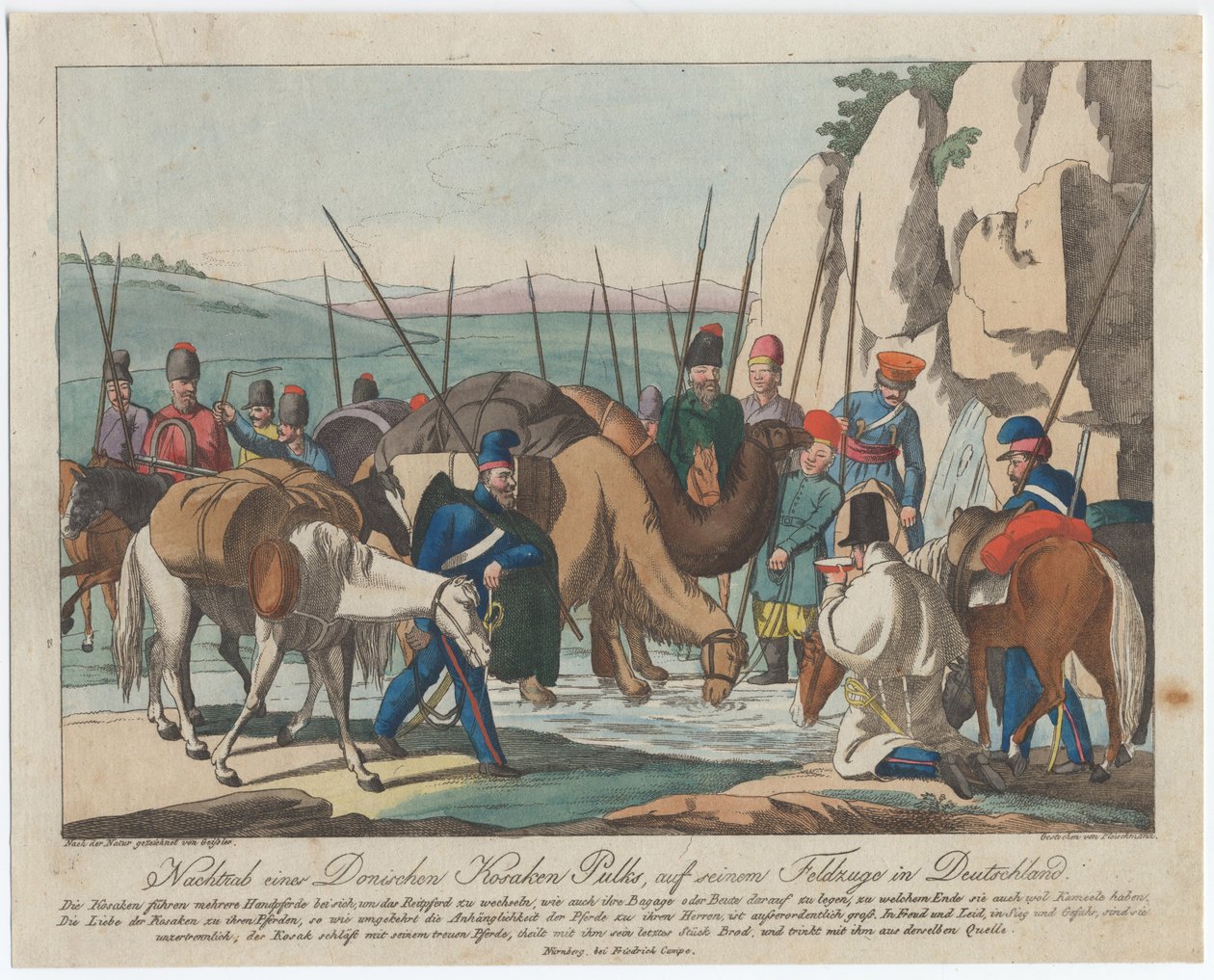 Don cossacos descansando na Alemanha, ca 1814 de Christian Gottfried Heinrich Geissler