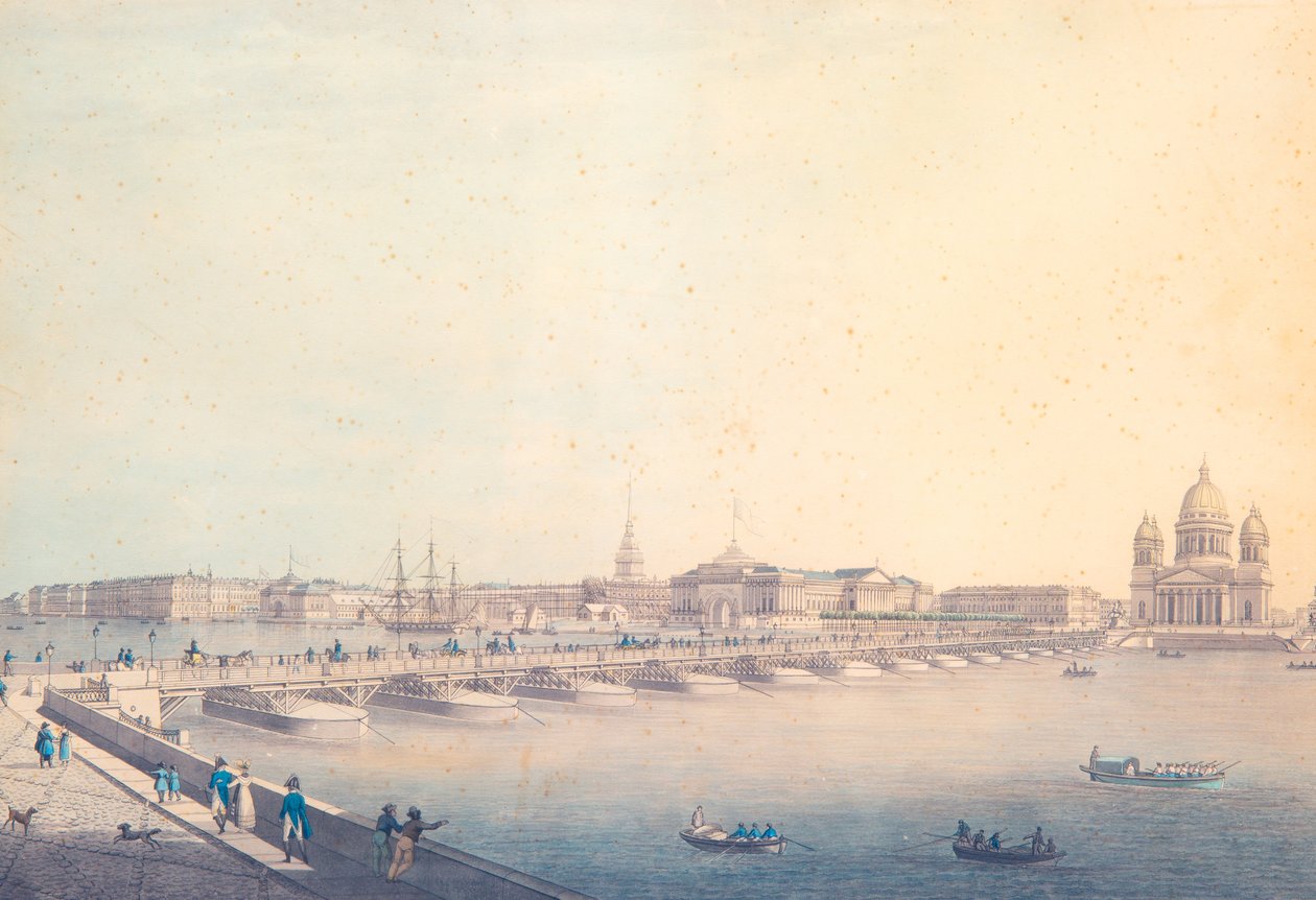 Vista da Ponte de Santo Isaac em Petersburgo, antes de 1820. de Christian Gottlieb Hammer