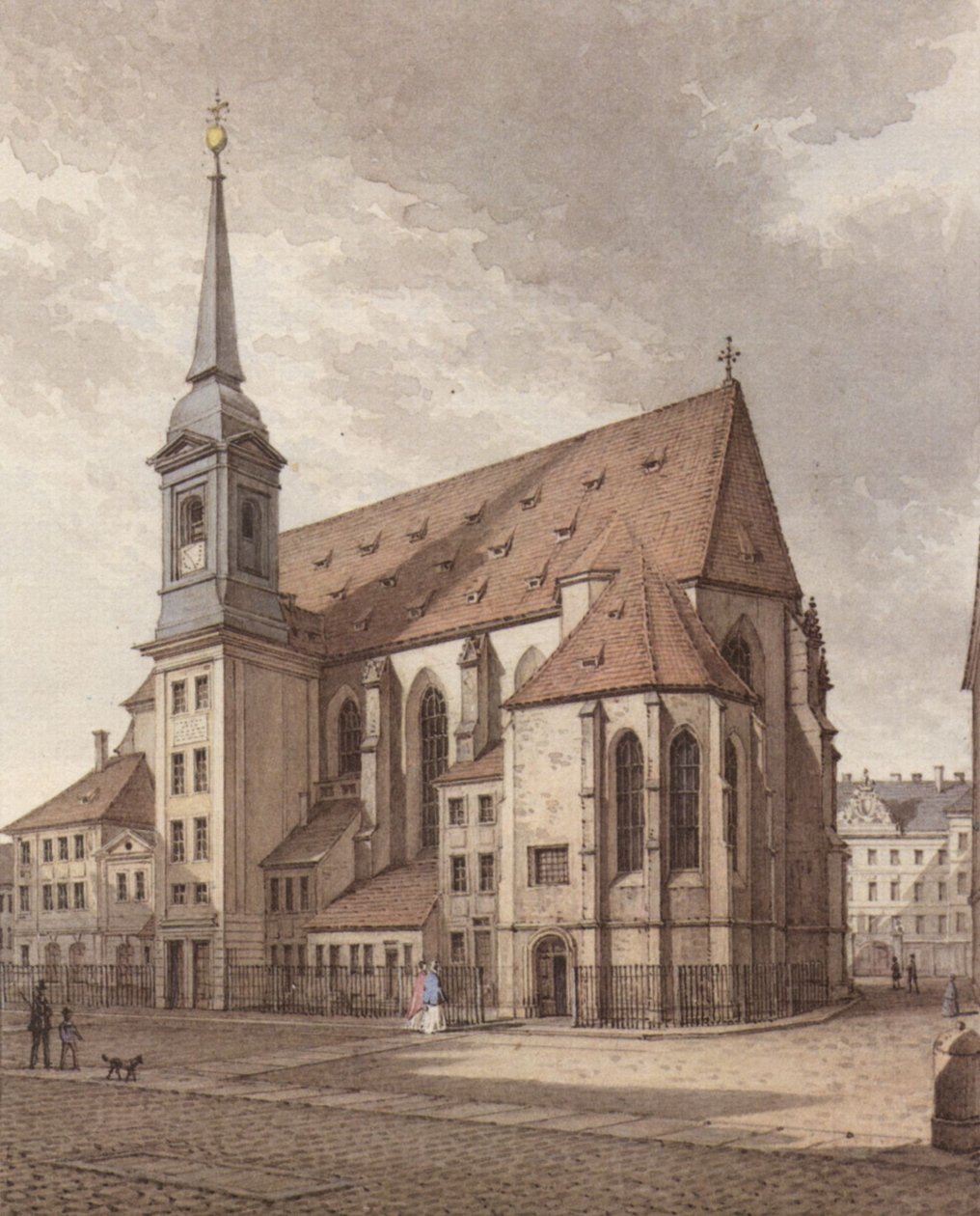 Aguarela da Sophienkirche de Dresden de Christian Gottlob Hammer