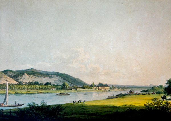 Pillnitz e seus arredores, perto de Dresden (gravação a cores) de Christian Gottlob Hammer