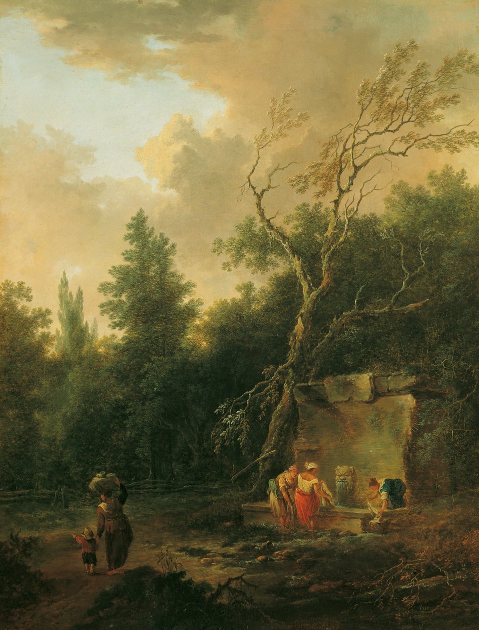 Paisagem de árvores com fonte de Christian Hilfgott Brand