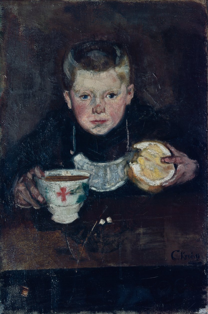 Menino errado a beber café de Christian Krohg