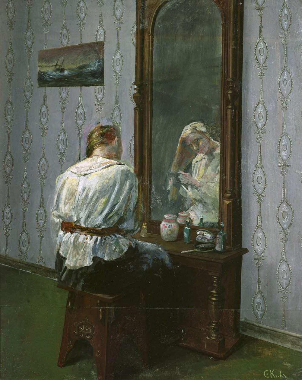 Em frente ao espelho (óleo sobre tela) de Christian Krohg