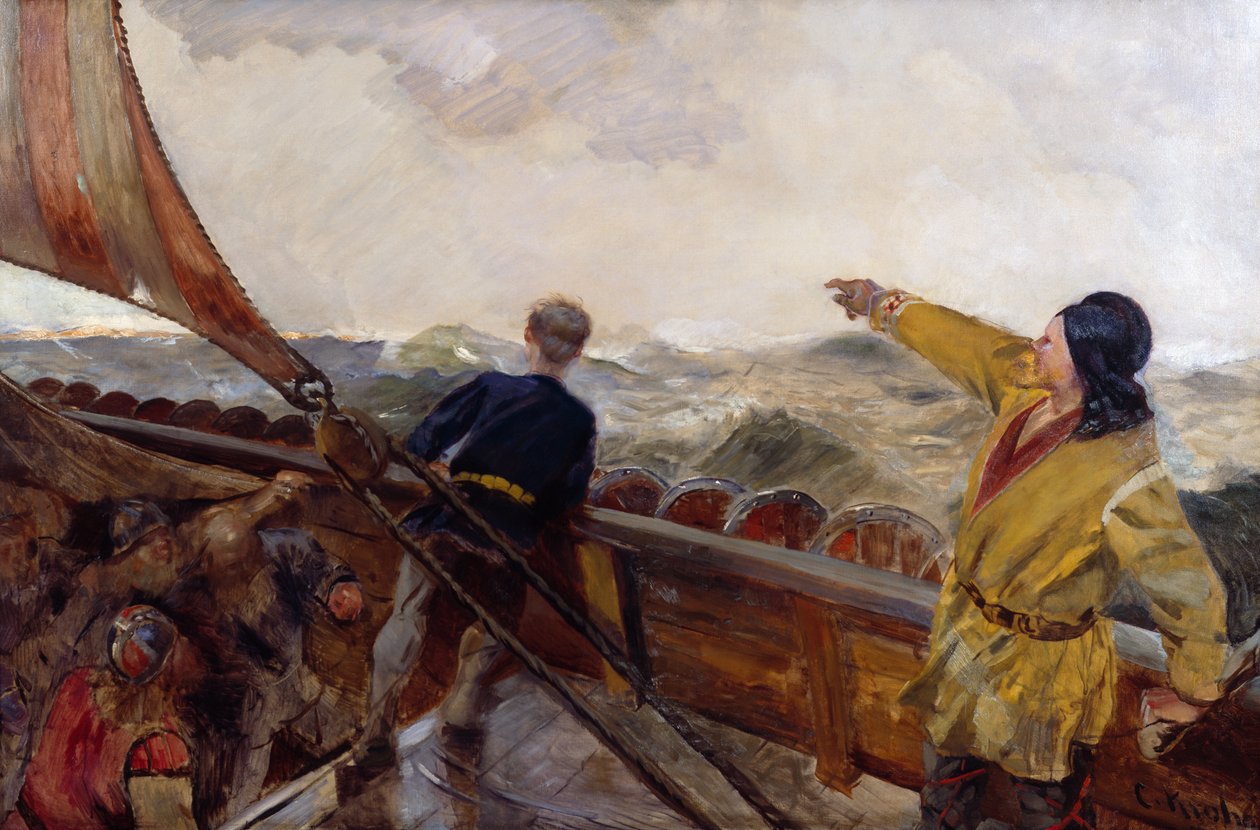 Leiv Eiriksson descobre a América de Christian Krohg