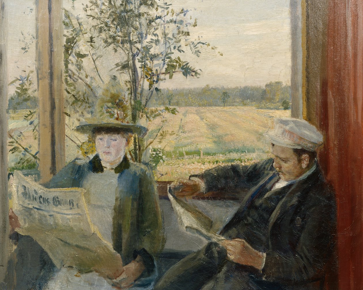 Oda a ler o jornal Verdens Gang de Christian Krohg