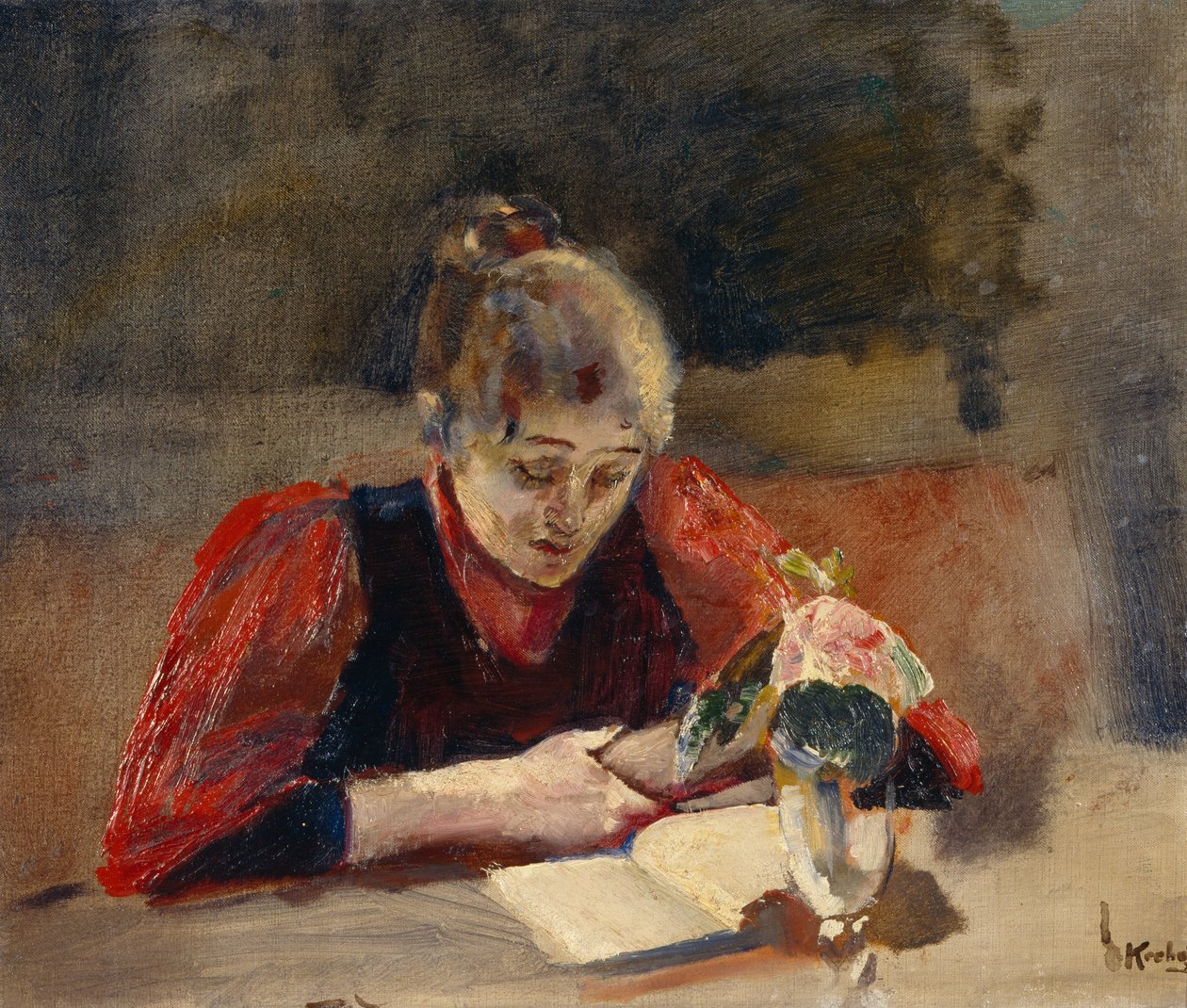 Oda senta e lê de Christian Krohg