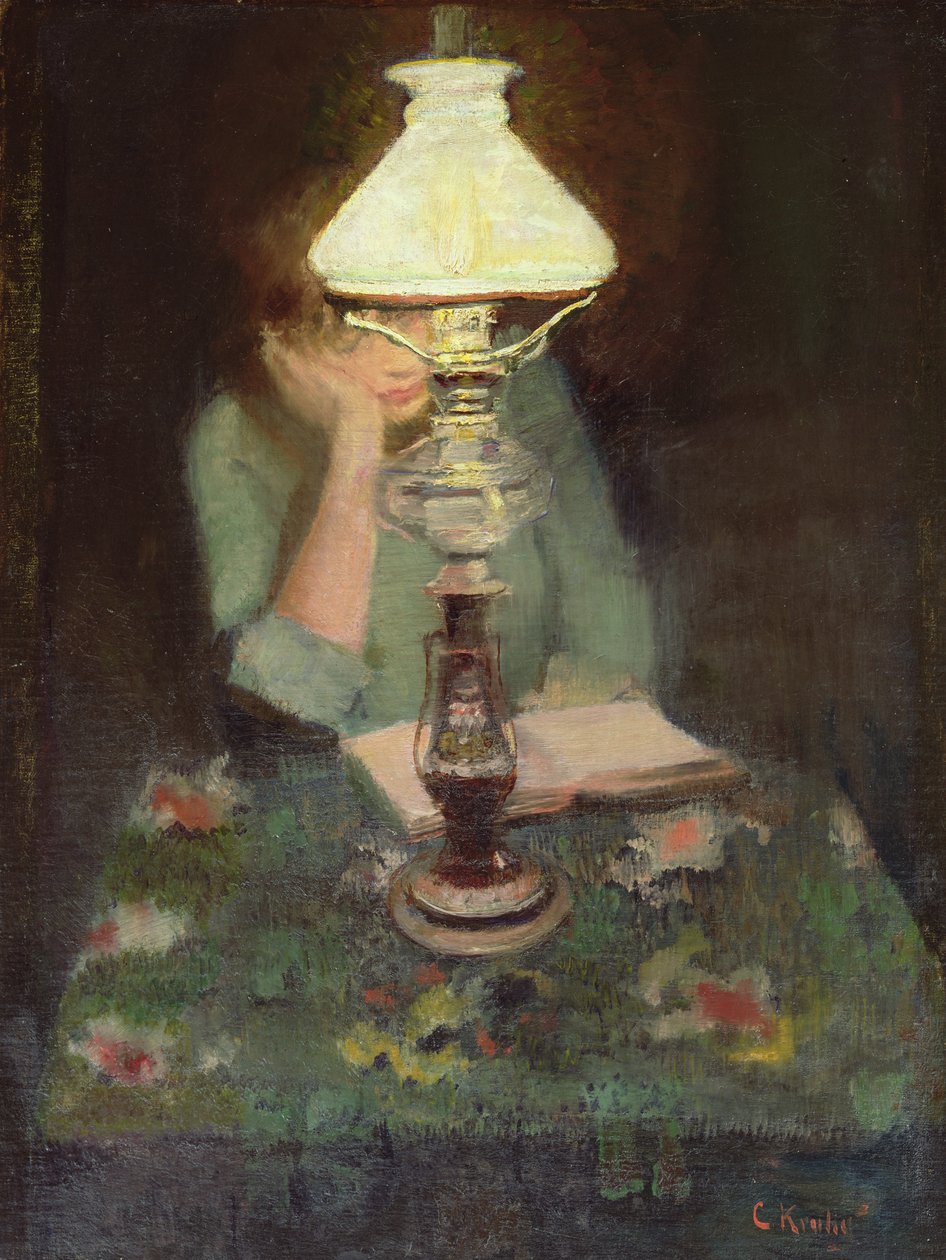 Oda com lâmpada (óleo sobre tela) de Christian Krohg