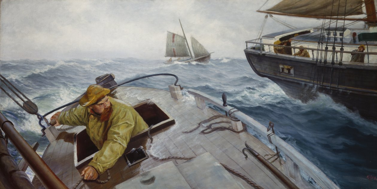Piloto em mau tempo (óleo sobre tela) de Christian Krohg