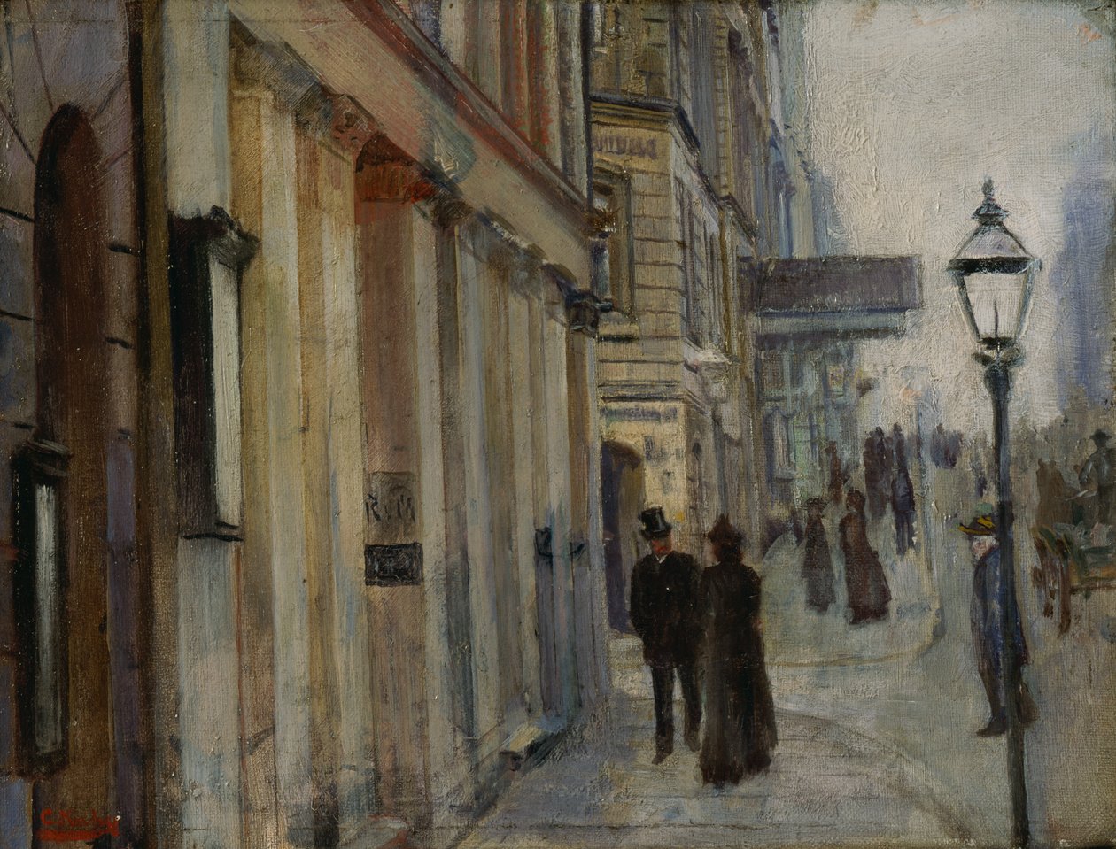 A esquina da rua Karl Johan com a rua Dronningen de Christian Krohg