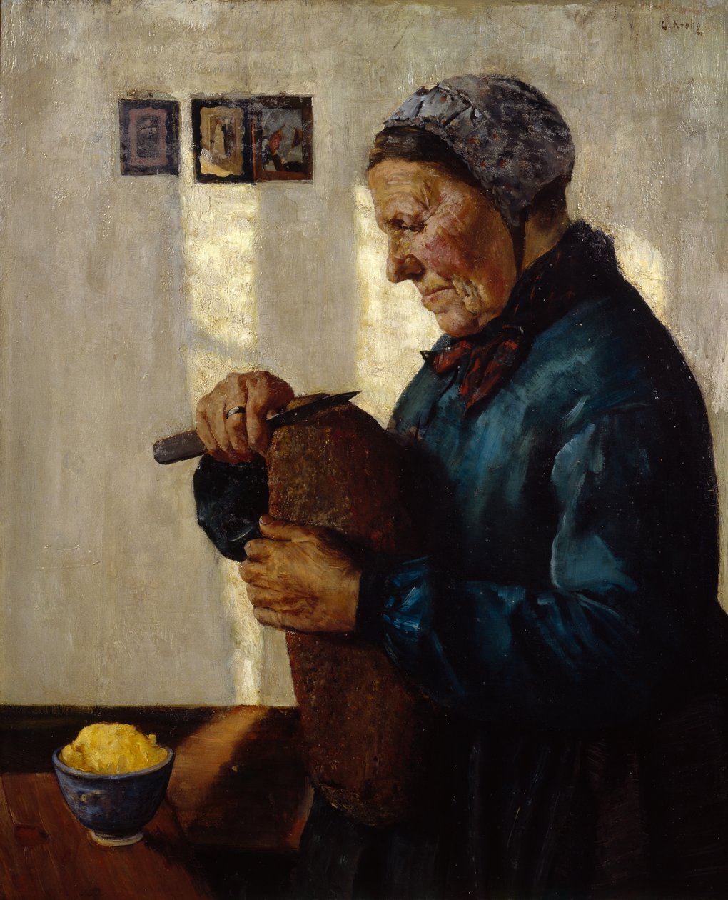 Mulher a cortar pão de Christian Krohg