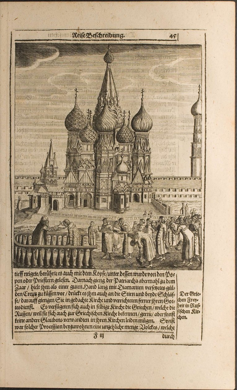 Ilustração de Moscou das Viagens ao Grão-Duque de Moscovo e ao Rei da Pérsia por Adam Olea de Christian Lorenzen Rothgiesser
