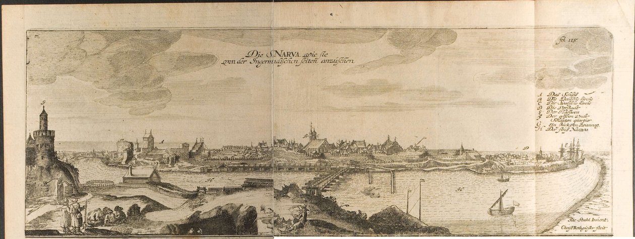 Narva Ilustração de Viagens para o Grão-Duque de Moscovo e o Rei da Pérsia por Adam Olear de Christian Lorenzen Rothgiesser