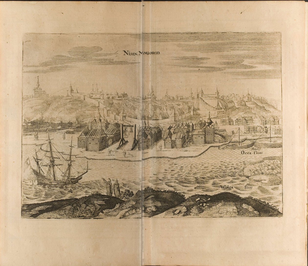 Ilustração de Nizhny Novgorod de Travels to the Great Duke of Muscovy and the King of Persia by de Christian Lorenzen Rothgiesser