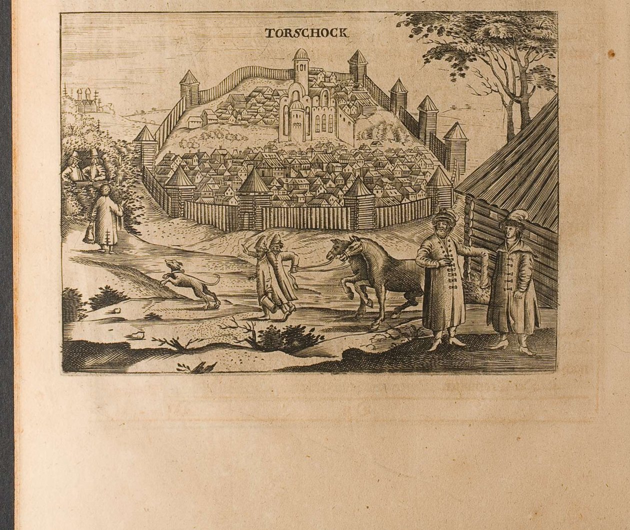 Ilustração de Torzhok das Viagens ao Grande Duque de Moscovo e ao Rei da Pérsia por Adam Ole de Christian Lorenzen Rothgiesser