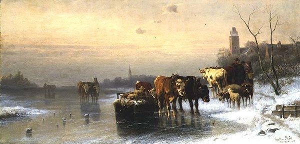 Paisagem de Inverno com Gado de Christian Mali