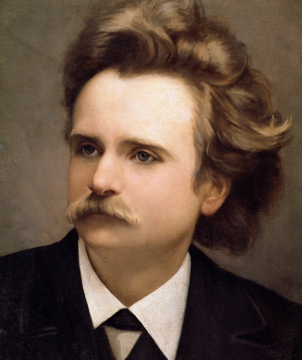 Retrato do compositor norueguês Edouard Hagerup Grieg (1843-1907) Detalhe. Pintura de C.M. Ross (século XIX). Conservatorio di Musica San Pietro a Majella de Nápoles de Christian Meyer Ross
