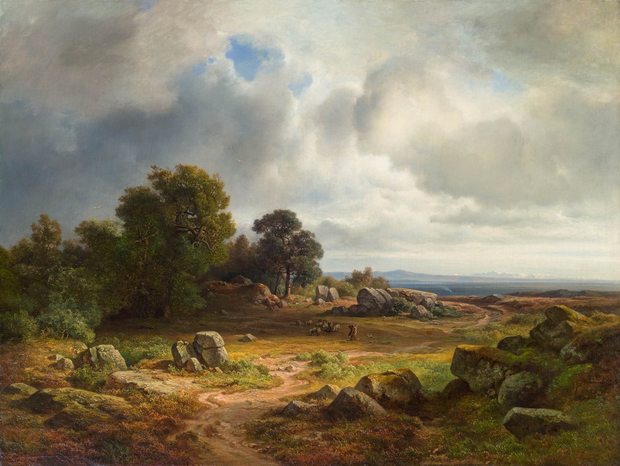 Ampla paisagem com rebanho de ovelhas de Christian Morgenstern