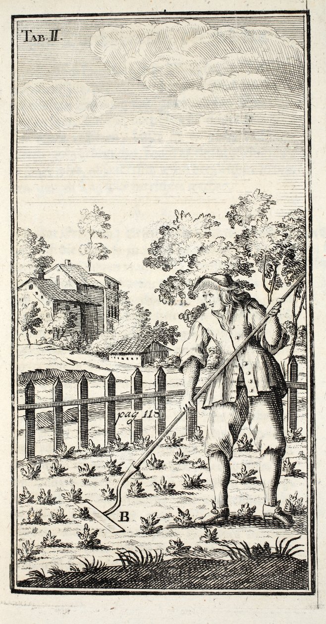 Jardineiro Hoeing, bar. Erfurt na Turíngia, 1753-55 de Christian Reicharts