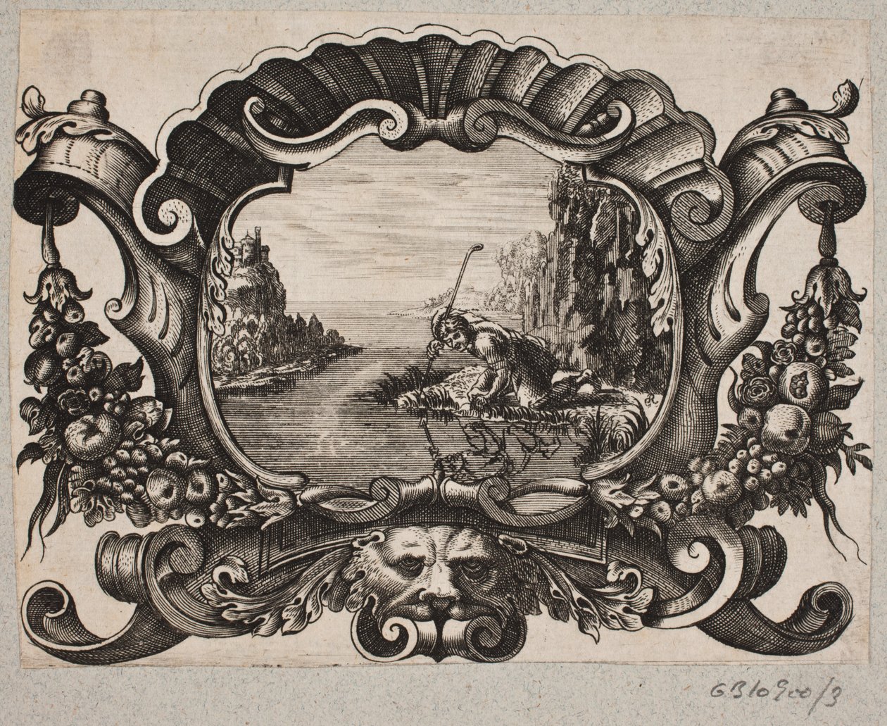 Emblema com um pastor refletido em um lago de Christian Rothgiesser