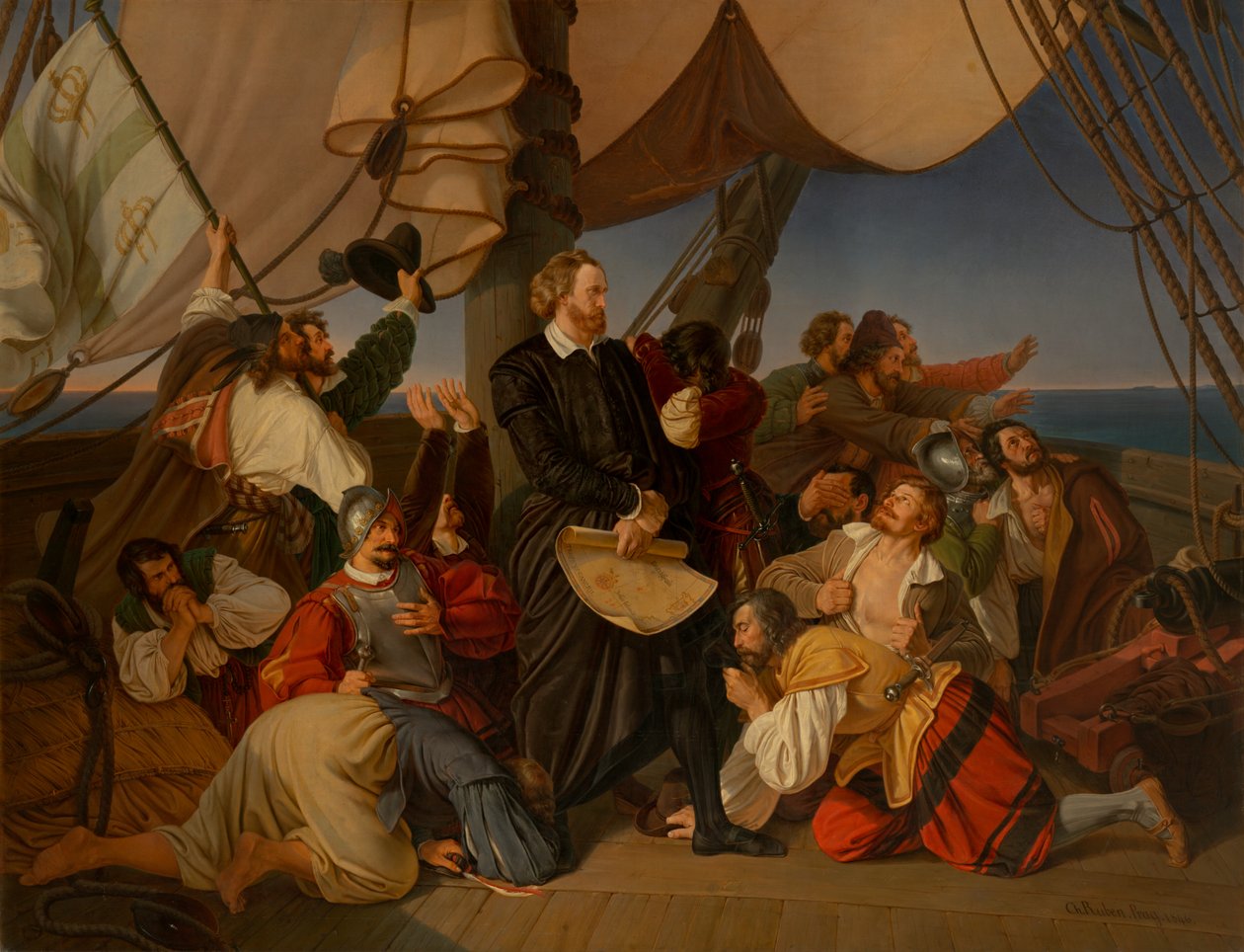 Colombo descobre as margens da América, 1846 de Christian Ruben