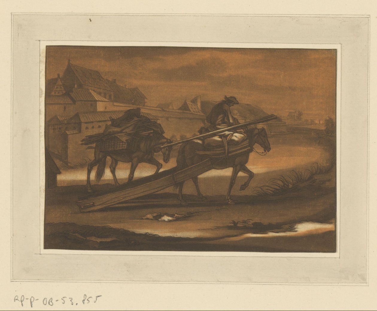 Cavaleiro com dois cavalos embalados
Cavaleiros, cavalos e batalhas (título da série) de Christian Rugendas