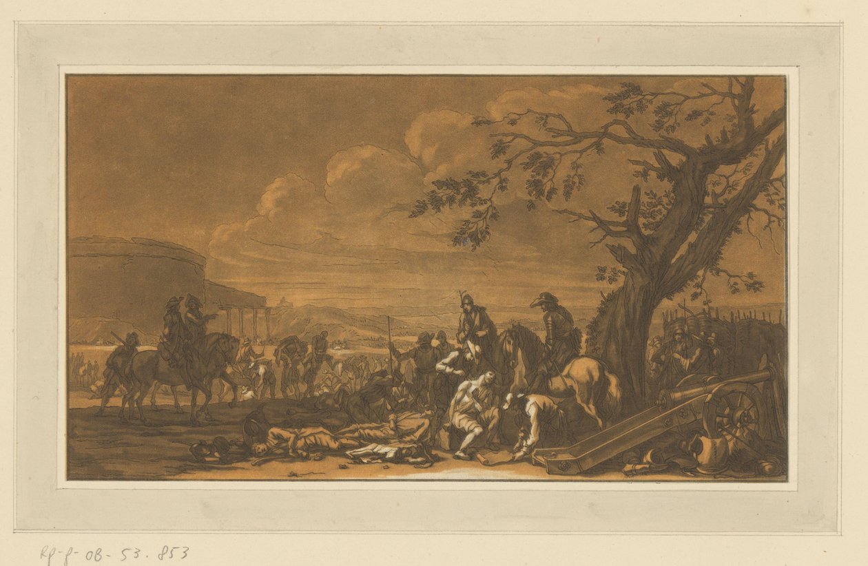Cuidados com os feridos após a batalha
Cavaleiros, cavalos e batalhas (título da série) de Christian Rugendas