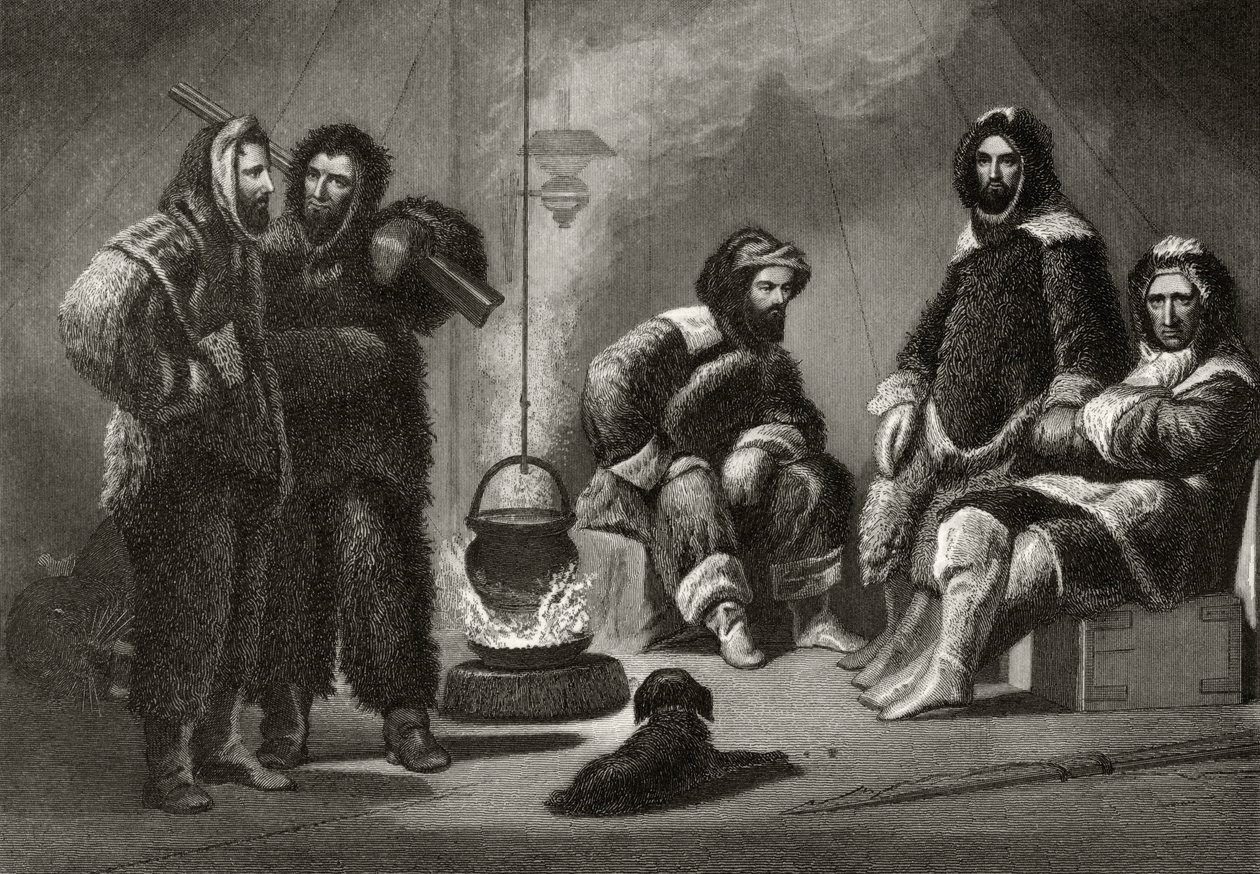 Life in the Brig, gravada por J. McGoffin, de &39;Arctic Explorations in the Years 1853, 54, 55&39;, Volume I, do doutor Elisha Kent Kane (1820-57) publicou Filadélfia, 1856 de Christian Schussele