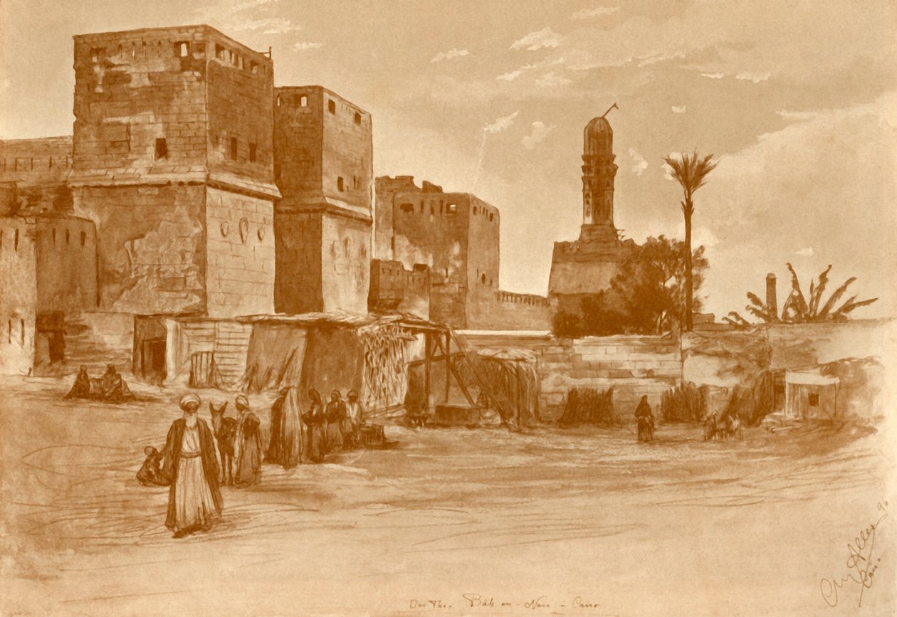 Portão de Bab al-Nasr no Cairo, 1898. de Christian Wilhelm Allers