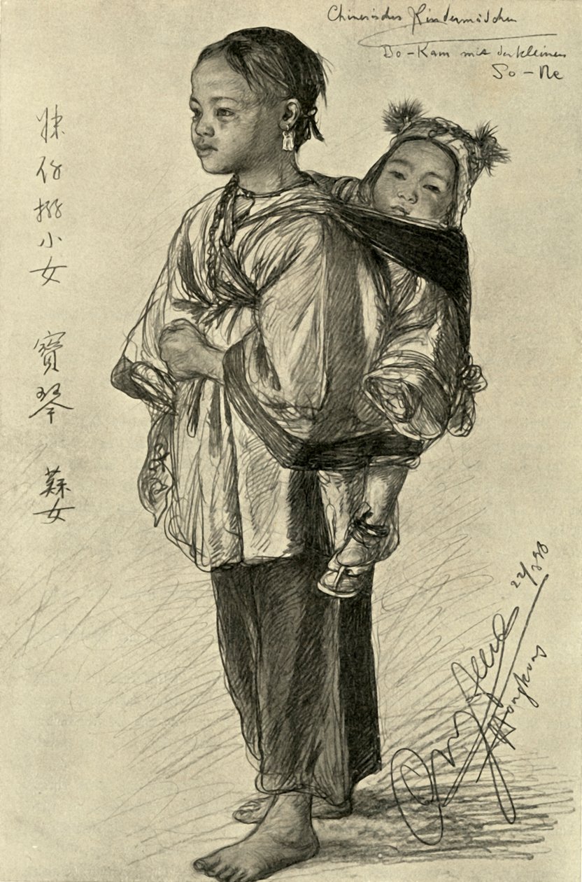 Bo-Kam e So-Ne - meninas chinesas, Hong Kong, 1898. de Christian Wilhelm Allers