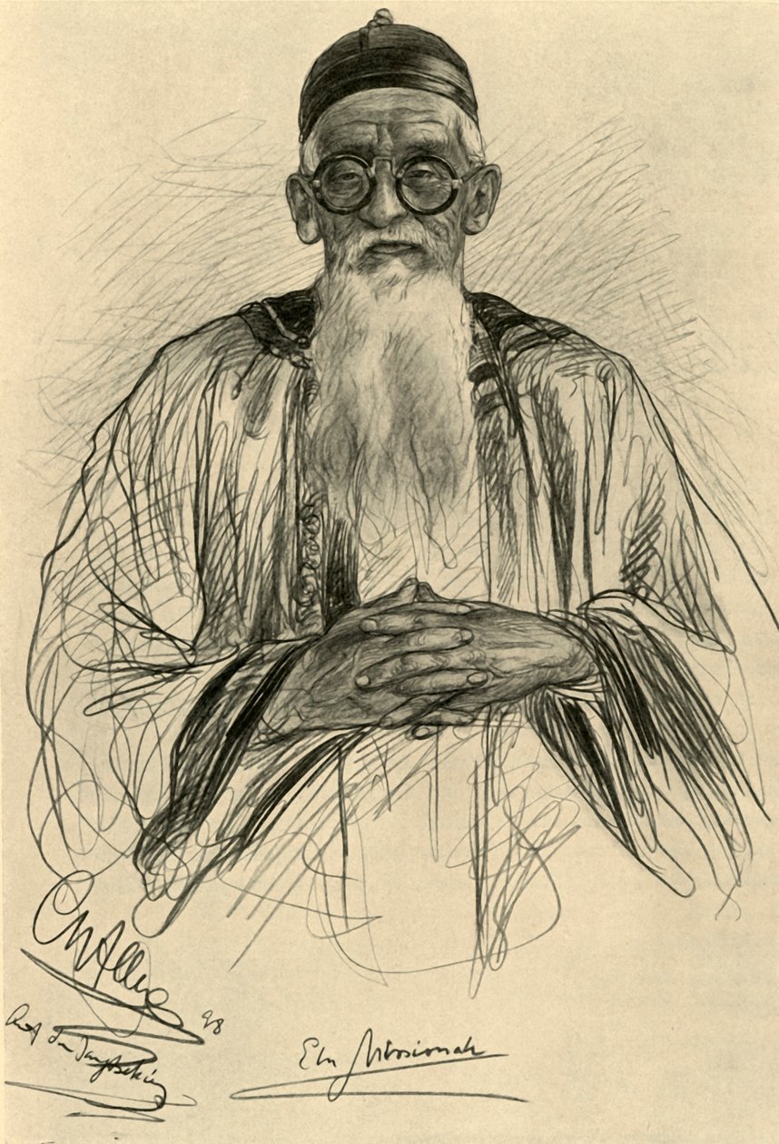Homem chinês usando óculos, 1898. de Christian Wilhelm Allers