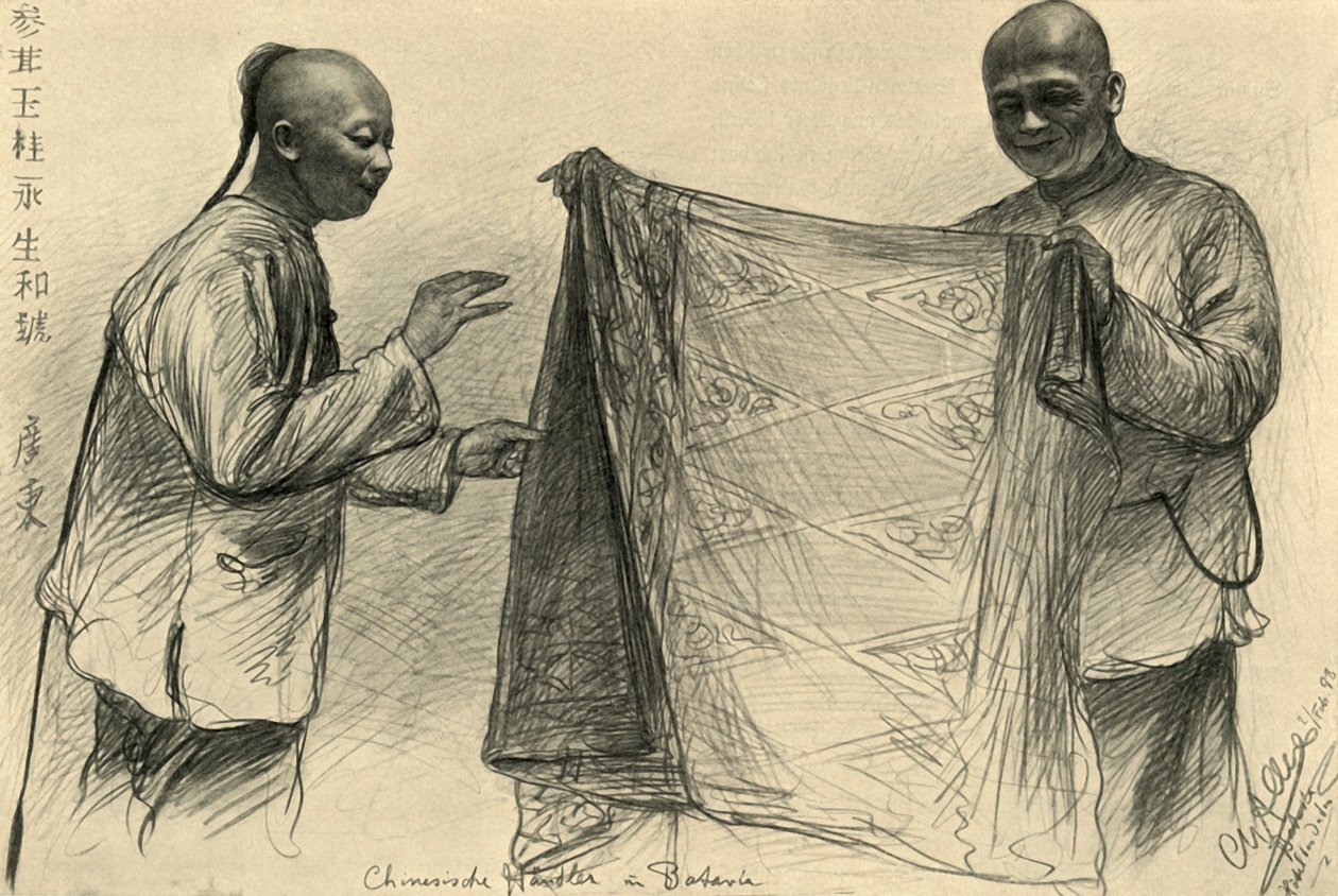 Comerciantes chineses em Batávia, Índias Orientais Holandesas, 1898. de Christian Wilhelm Allers