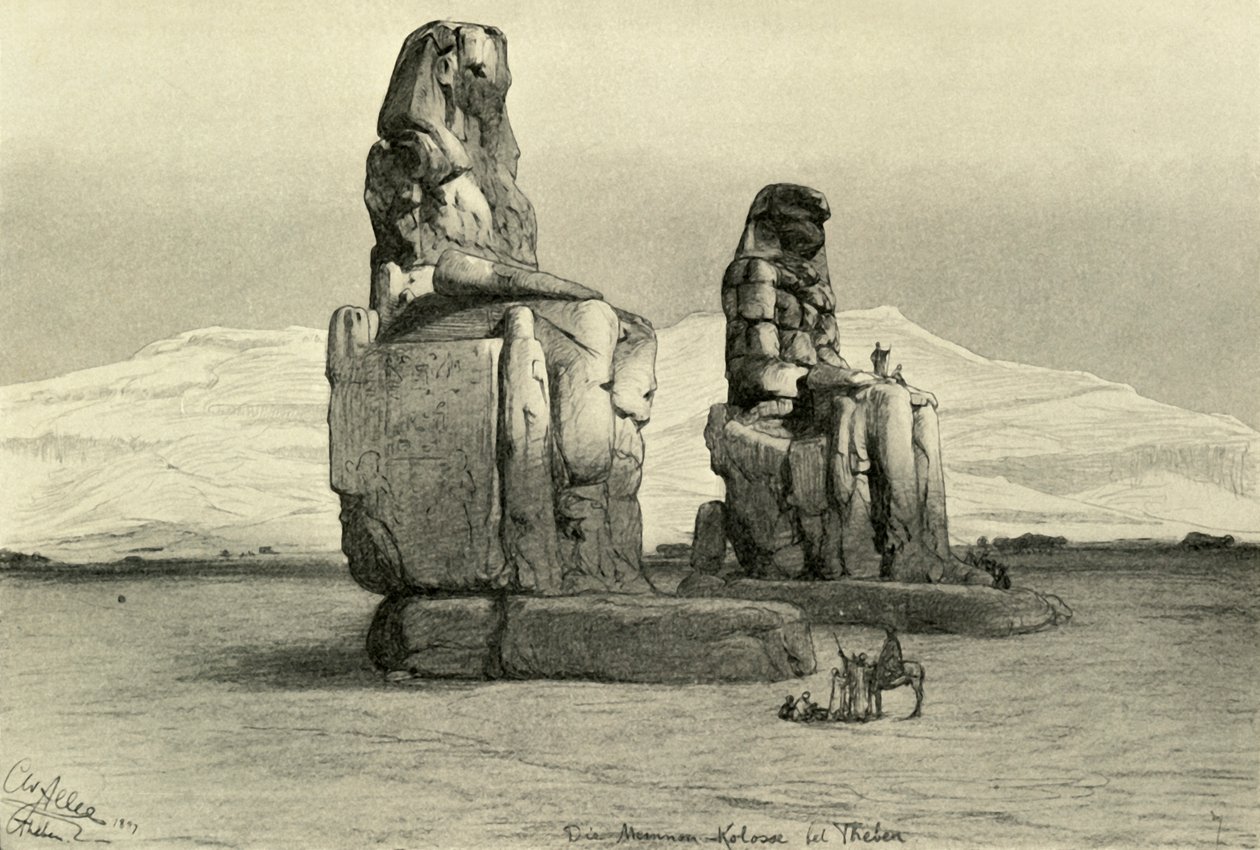 Colossos de Memnon em Tebas, Egito, 1898. de Christian Wilhelm Allers