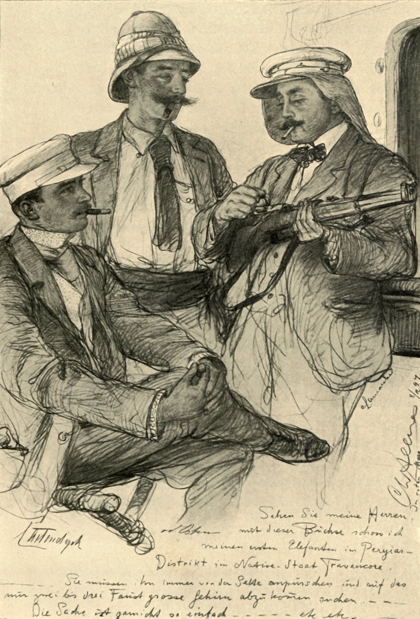 Europeus a bordo do navio, 1898. de Christian Wilhelm Allers