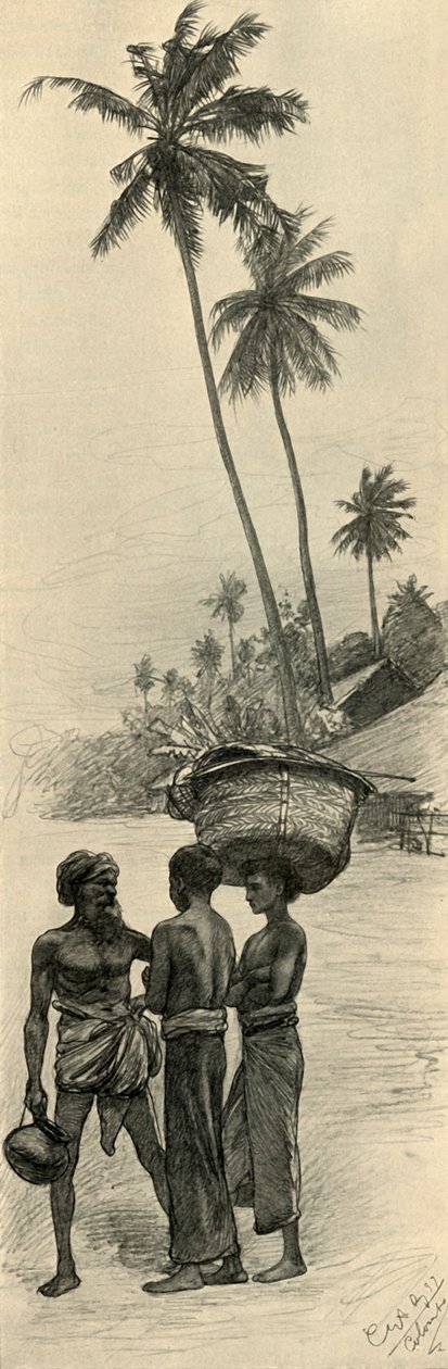 Grupo de homens, Colombo, Ceilão, 1898. de Christian Wilhelm Allers