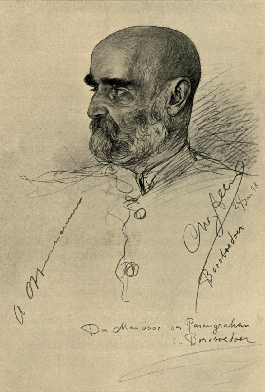 Retrato de um homem, Templo de Borobudur, Magelang, Java, 1898. de Christian Wilhelm Allers