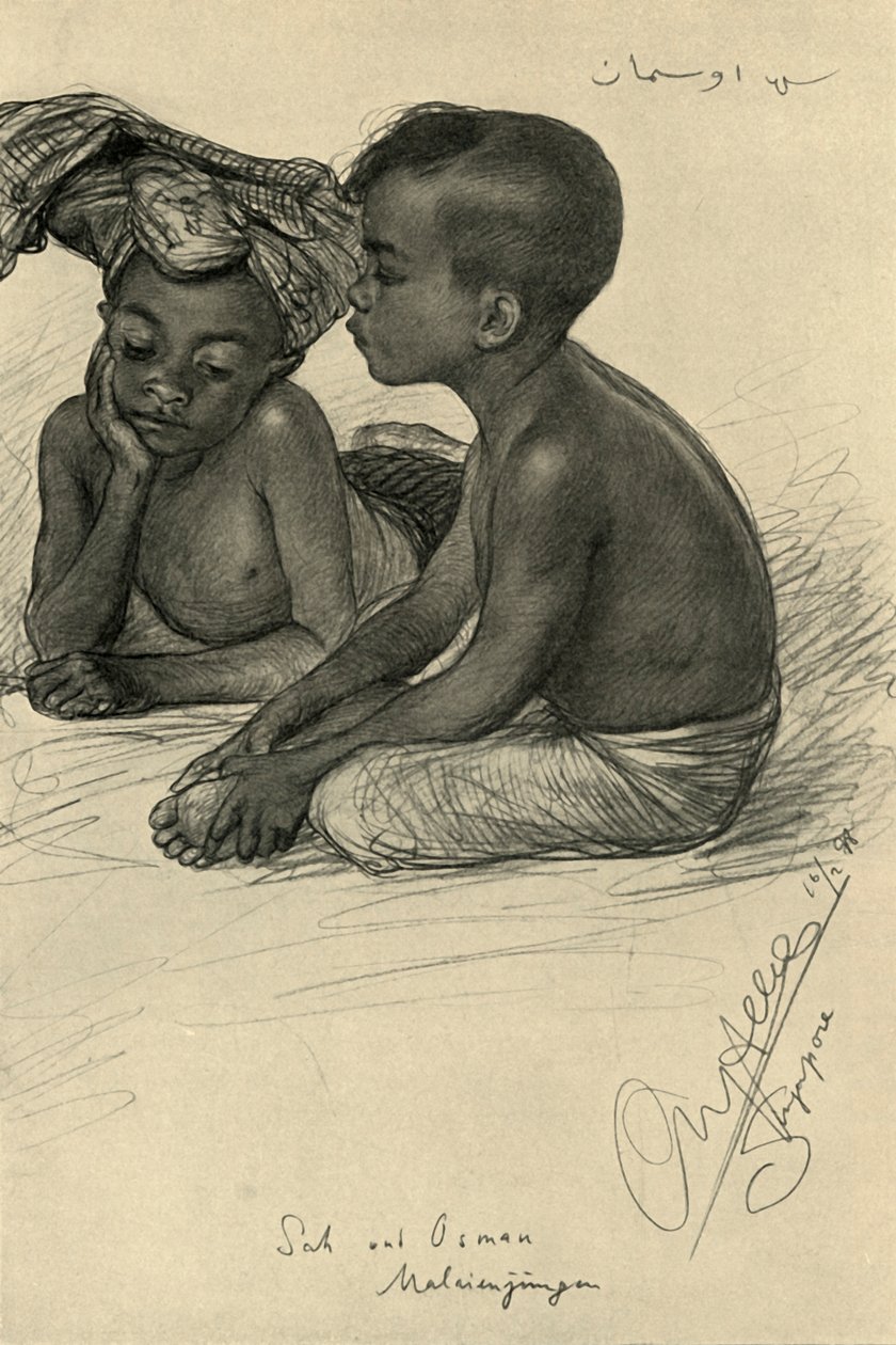 Sah e Osman, meninos malaios, Cingapura, 1898. de Christian Wilhelm Allers
