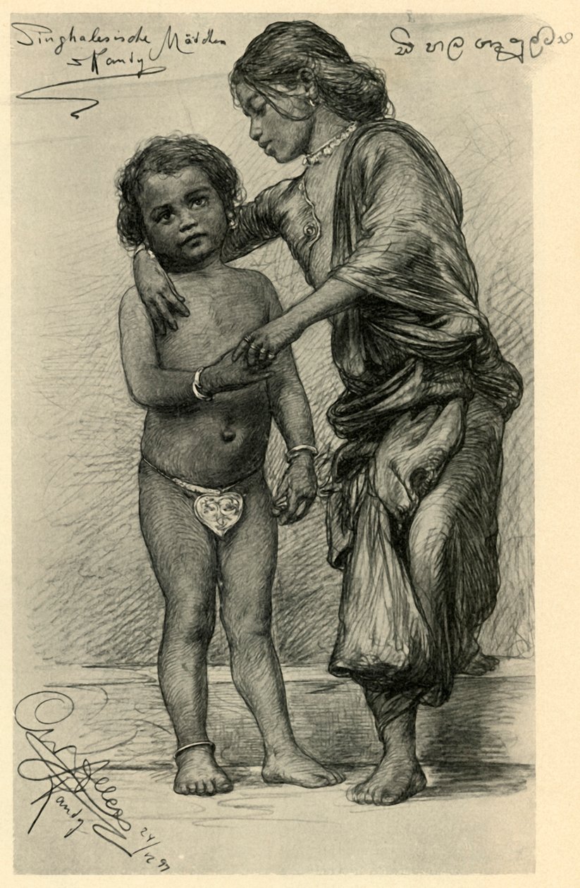 Meninas cingalesas, Kandy, Ceilão, 1898. de Christian Wilhelm Allers