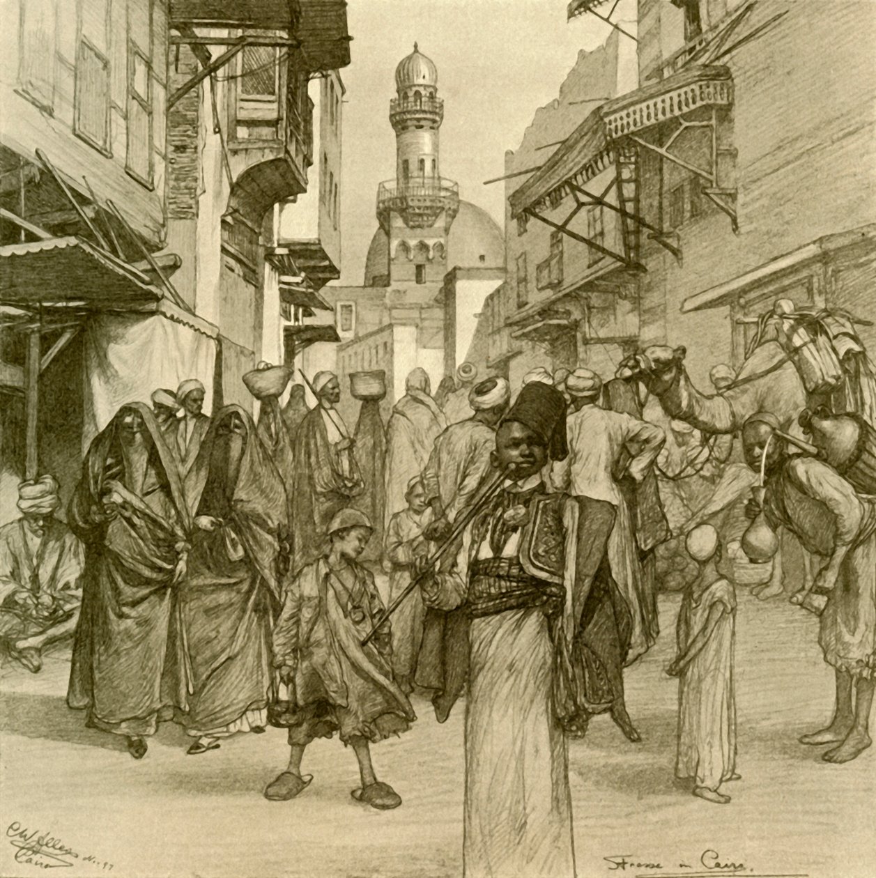 Rua no Cairo, 1898. de Christian Wilhelm Allers