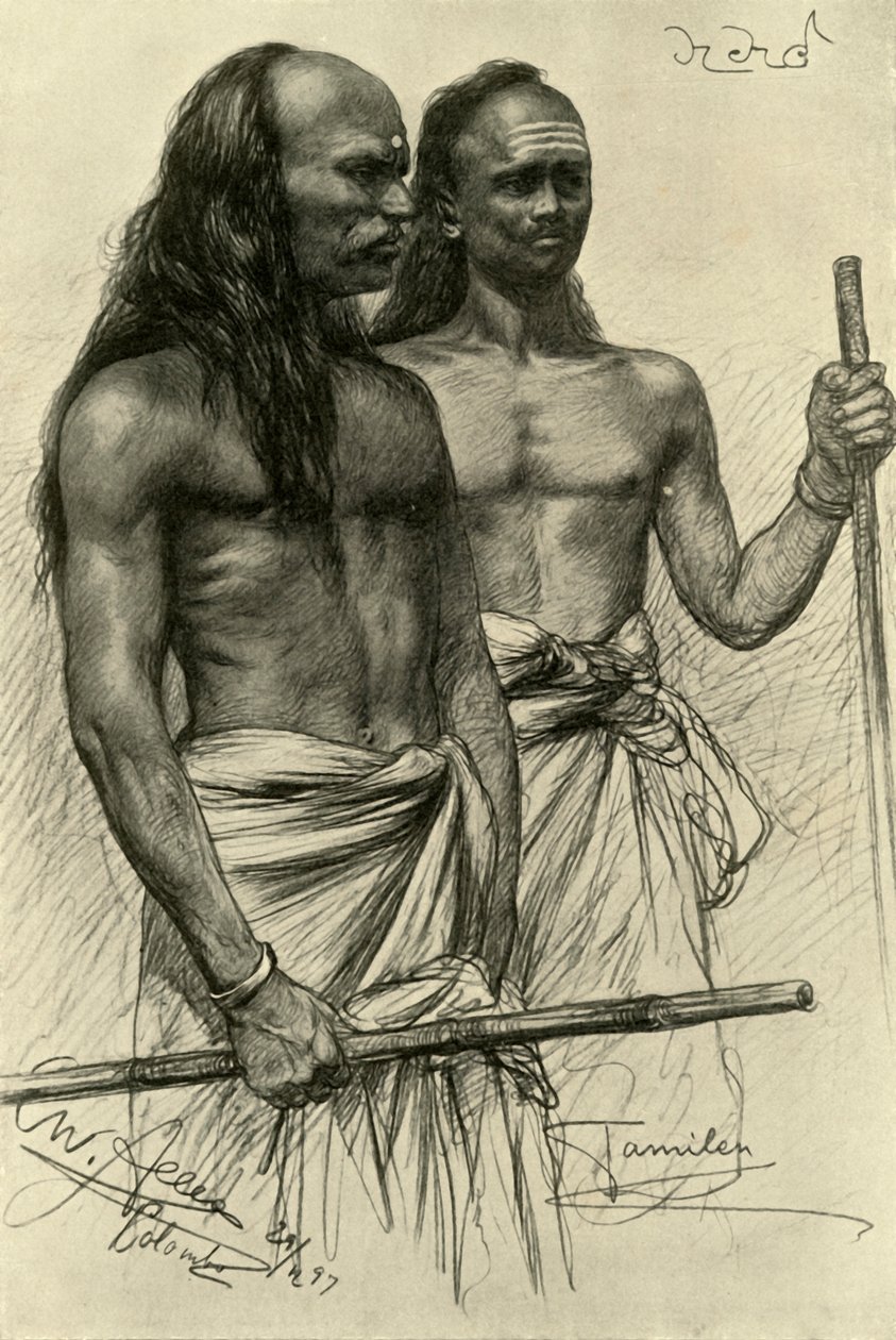 Homens Tamil, Colombo, Ceilão, 1898. de Christian Wilhelm Allers