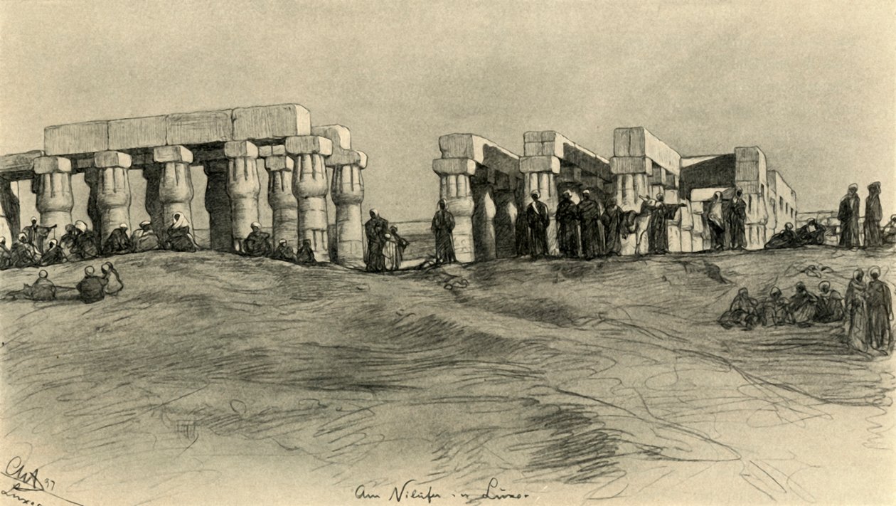 Ruínas do templo, Luxor, Egito, 1898. de Christian Wilhelm Allers